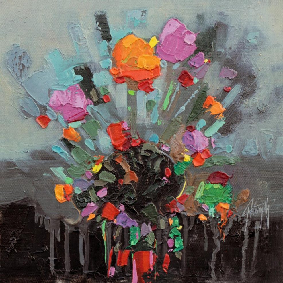 30cm Red Burst Original Painting