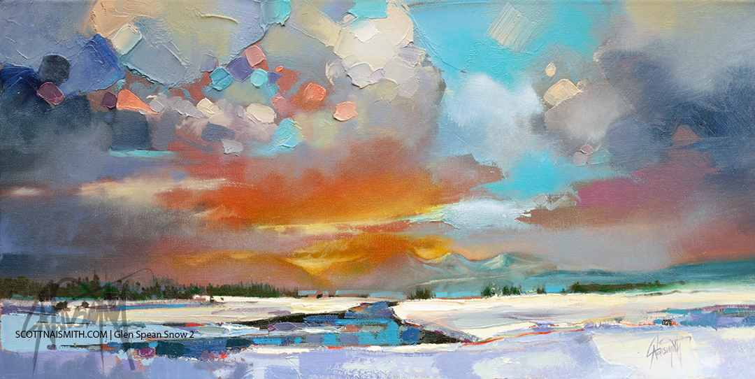 Glen Spean Snow 2. Landscape painting by Scott Naismith