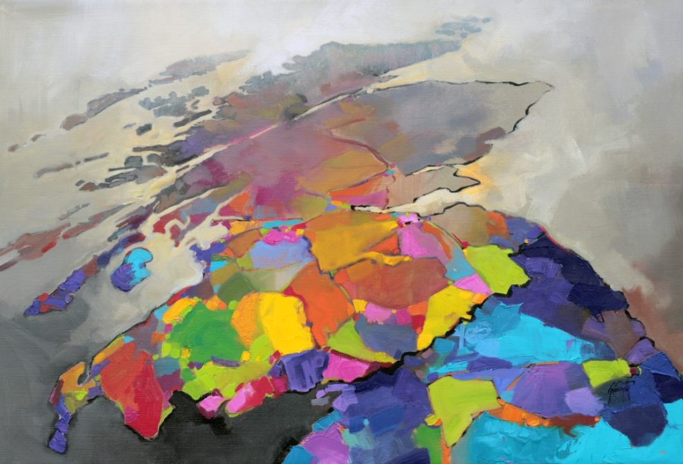 Optimism Scotland a painting of the map of Scotland by Scott Naismith