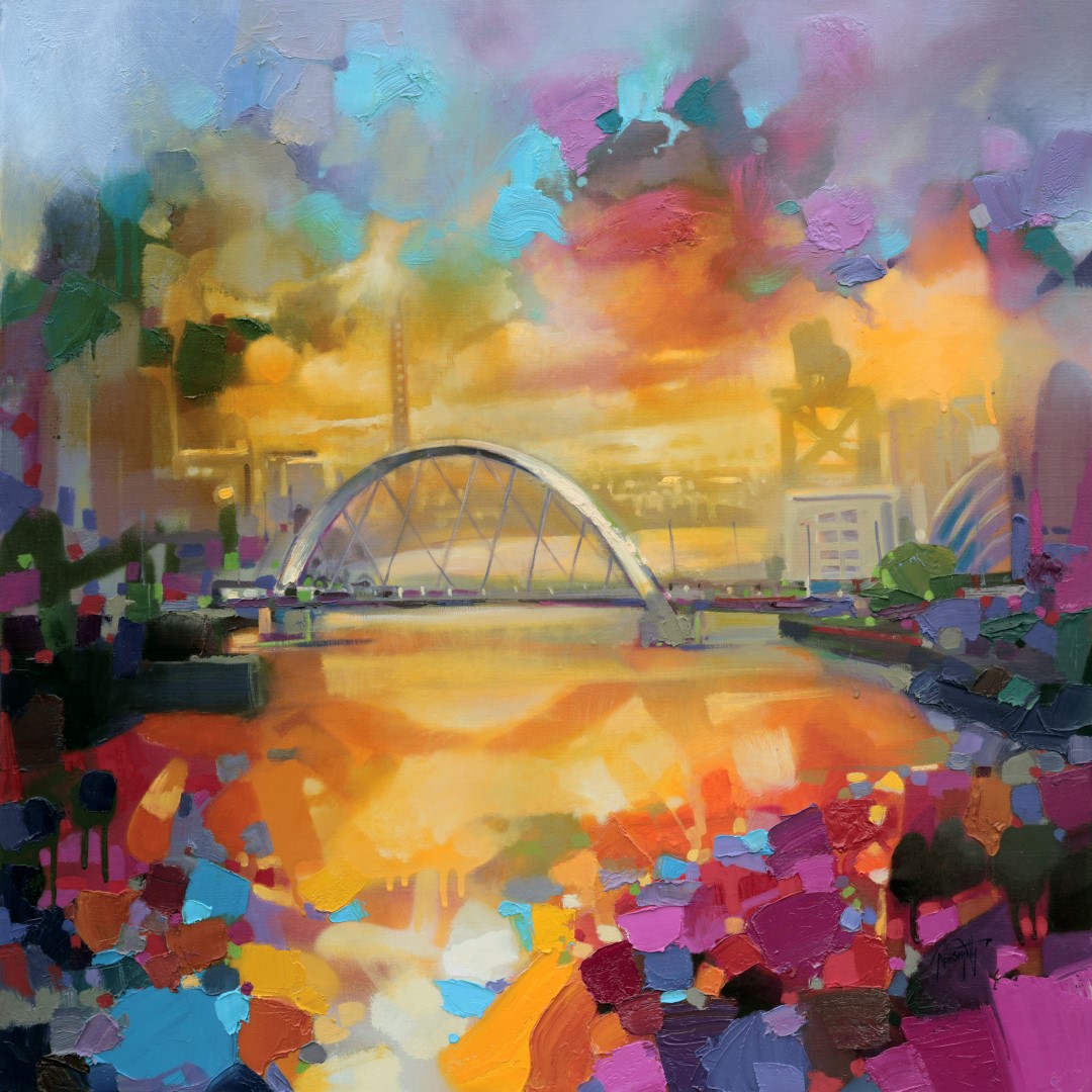 Glasgow 2014 painting of the Clyde Arc Bridege by Scott Naismith